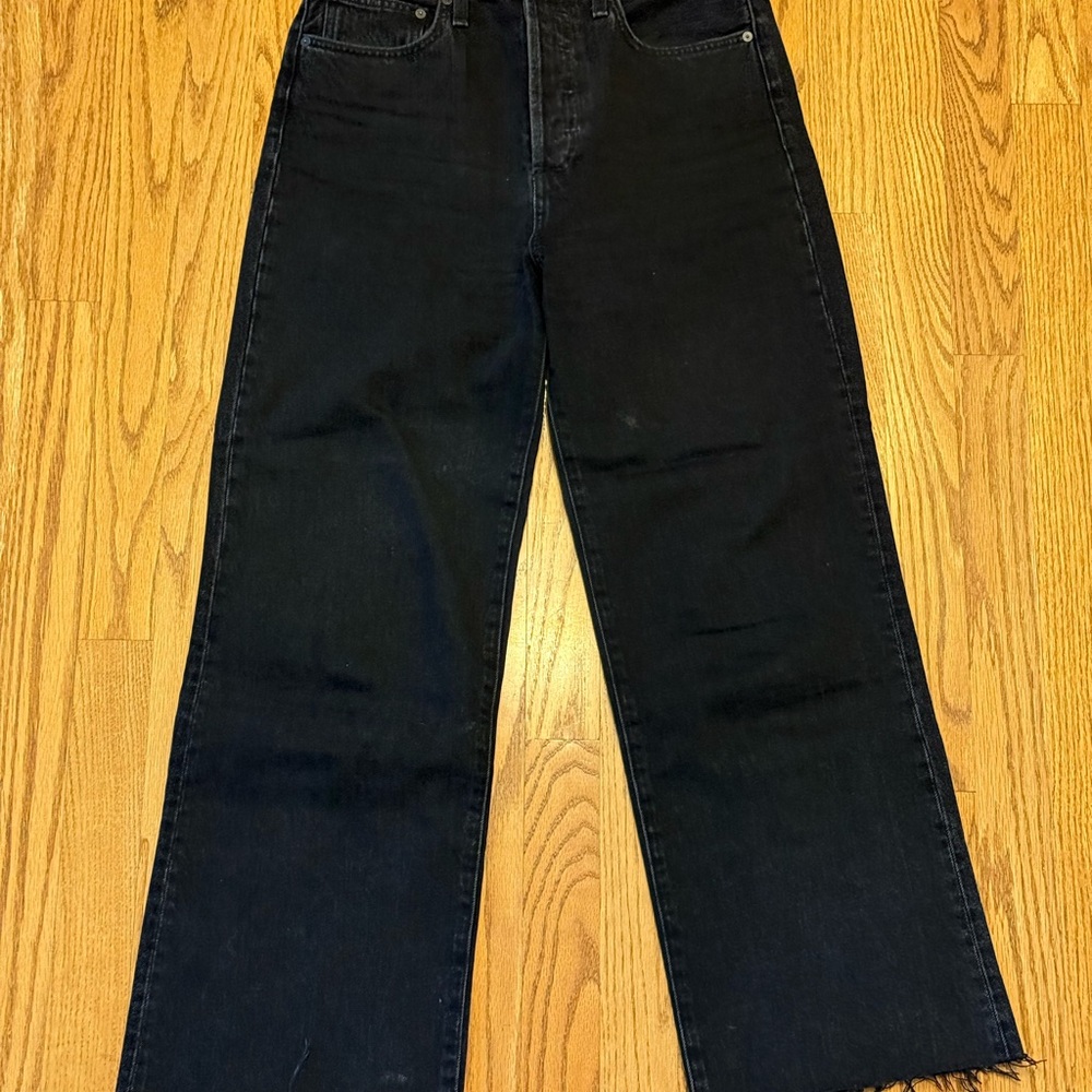 Denim Forum Black Flare Wide Leg Jeans